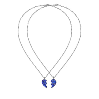 FM FM42 Temperature Sensing Color Changing Pendant Necklace with 19.29" Stainless Steel Rolo Chain - color: BFF Necklace Set, Pack of 2