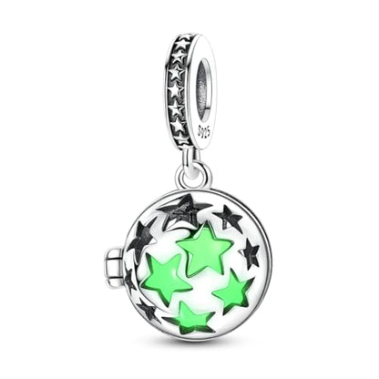 Hapour 925 Sterling Silver Charms for Bracelet Necklace Dangle Pendant Bead | Bear Charm, Elephant Zebra Cat Dream catcher Family Birthday European Jewelry Charm, For Women Mom - color: Silver Hollowed-out Star (glow-in-the-dark)