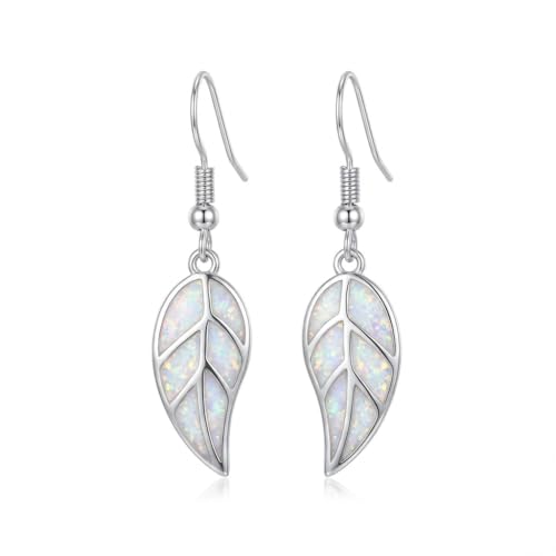 Leaf Dangle Earrings for Women, Boho Tropical Dangling Jewelry, Summer Earring Accessory, Birthday Gift for Her - color: White