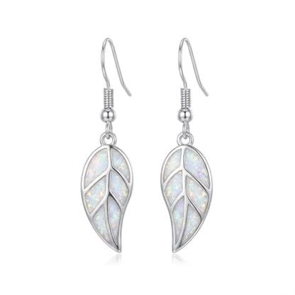 Leaf Dangle Earrings for Women, Boho Tropical Dangling Jewelry, Summer Earring Accessory, Birthday Gift for Her - color: White