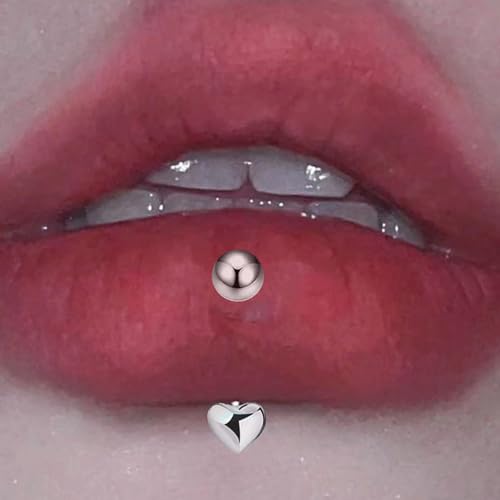 2Pcs 16G Heart Eyebrow Rings for Women Stainless Steel Eyebrow Curved Barbells Studs Lip Rings Cartilage Earrings Body Piercing Jewelry