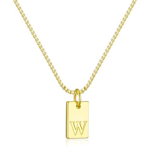 Initial Necklaces for Women 14K Gold Plated Letter Necklace Dainty Waterproof Pendant Necklace Personalized Gifts Trendy Gold Jewelry - color: W