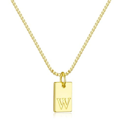 Initial Necklaces for Women 14K Gold Plated Letter Necklace Dainty Waterproof Pendant Necklace Personalized Gifts Trendy Gold Jewelry - color: W