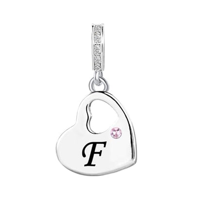 KunBead Initial A-Z Letter Pink Heart Alphabet Birthday Dangle Love Charms Compatible with Pandora Charm Bracelet for Auntie Friend Sister Mom Daughter Nana Granddaughter Wife - style: Letter F