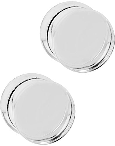 Forbidden Body Jewelry 8mm - 14mm Acrylic Ear Gauges, Solid Double Flared Saddle Plug Earrings Sold in Pairs - style: 14mm (9/16 Inch) Clear