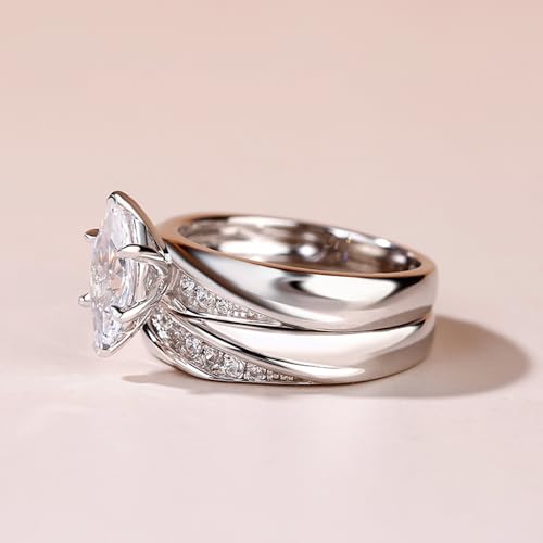 Jeulia Wedding Rings Engagement Rings for Women Anniversary Promise Ring Bridal Sets 925 Sterling Silver with 1.6 ct Primary Stone+ 0.32 ct Side Stone - color: silver