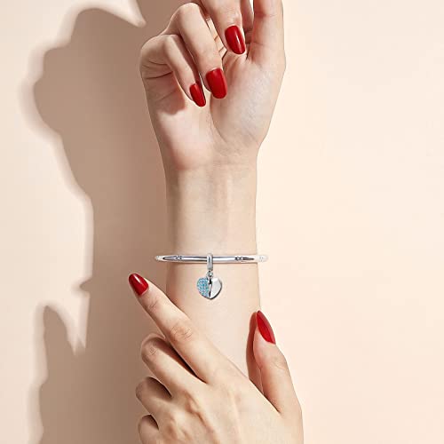 KunBead Daughter Heart I Love You Birthstone Dangle Charms Compatible with Pandora Bracelet Gift for Womens Birthday - color: Blue