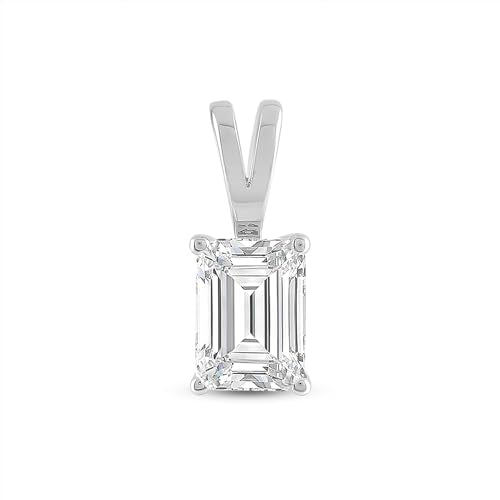 Everyday Elegance Solid 14K Gold Cubic Zirconia Solitaire Pendant Necklace for Women Heart, Princess, Round, Oval, Emerald, Pear & Cushion Cut 1 or 2 CTW | .60mm Thick 16" 18" Length Box Link Chain - color: 14K White Gold, size: Pendant Only - 2.0 CTW, st