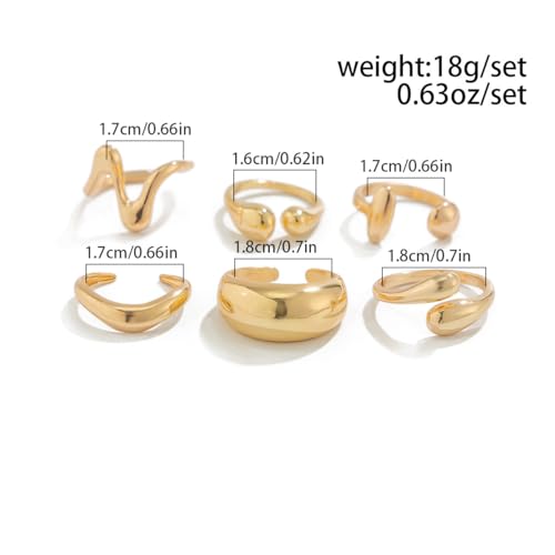 Chunky Gold Rings for Women Rhinestone Stackable Knuckle Ring Set Open Adjustable Statement Ring Set Dainty Crown Cross Midi Rings Fashion Jewelry Gift for Women - color: Gold1