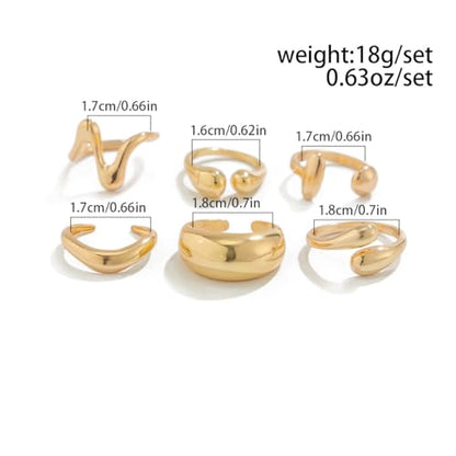 Chunky Gold Rings for Women Rhinestone Stackable Knuckle Ring Set Open Adjustable Statement Ring Set Dainty Crown Cross Midi Rings Fashion Jewelry Gift for Women - color: Gold1