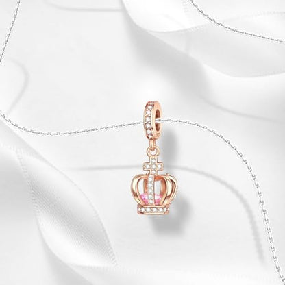 Charm for Bracelets and Necklaces Heart Cat Flower Boy 925 Sterling Silver Bead Birthday Jewelry Gift for Women - color: Crown Charm