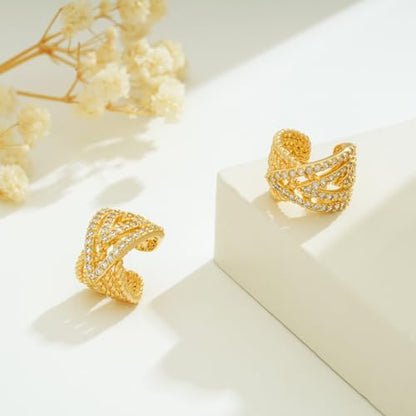 BENEIGE Ear Cuff Non Piercing 14K Gold Plated Ear Cuff Earrings for Women Clip On Cartilage Earring Jewelry for Women - style: Flower