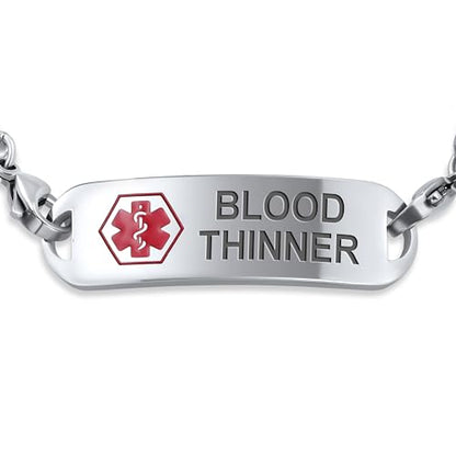 Bling Jewelry Personalize Medical Identification Medical ID Figaro Link Bracelet For Men Steel 8.5in Custom Engraved - style: Figaro-Blood Thinner