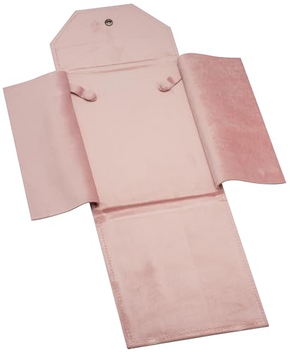 Velvet Necklace Jewelry Travel Folder Storage Display Case (Pink) - color: Pink