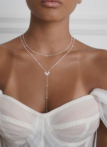 CHESKY Long Necklace for Women, 14k Gold Plated/Streling Silver Lariat Y Necklaces - style: y necklace 12