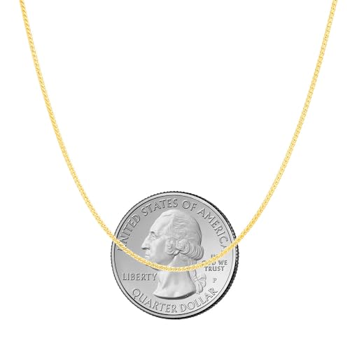 Savlano 925 Sterling Silver 1MM Curb Chain Necklace - 18K Gold Plated Adjustable Bolo 14-24 Inch Link Chain for Women Comes with a Gift Box - Made in Italy - color: Silver Yellow Gold Plated