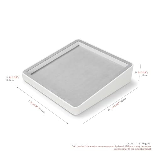 Microfiber Jewelry Tray Showcase Display | Necklace Bracelet Ring Showcase Display Empty Plate Gray - size: 16.2" x 16.2" x 3.15"