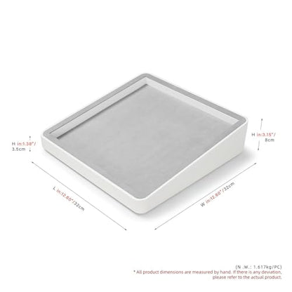 Microfiber Jewelry Tray Showcase Display | Necklace Bracelet Ring Showcase Display Empty Plate Gray - size: 16.2" x 16.2" x 3.15"
