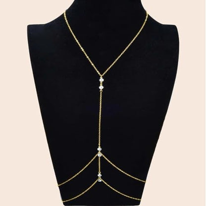 Body Chain Jewelry for Women Rhinestone Back Chain Necklace for Backless Dress Backdrop Chain Necklaces for Women - color: Rhinestone Body Chain