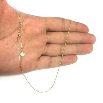 Jewelry Affairs 10k Yellow Real Gold Adjustable Box Link Chain Necklace, 0.7mm, 22"