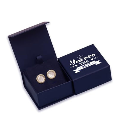 LeCalla 925 Sterling Silver Men's Cufflink | Silver Cufflinks For Men Jewelry | 14K Gold-Plated Cufflinks Business Wedding Shirt Accessories Gift for Son, Father, Husband - style: MOP Greek-Key with Customized Box