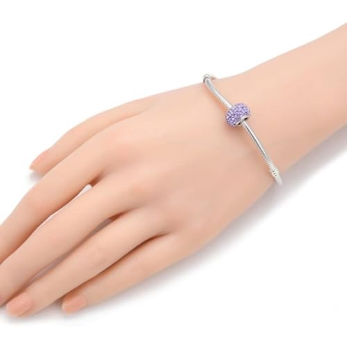Adabele 1pc Solid 925 Sterling Silver Jan-Dec Birthstone Bead Charm - color: June