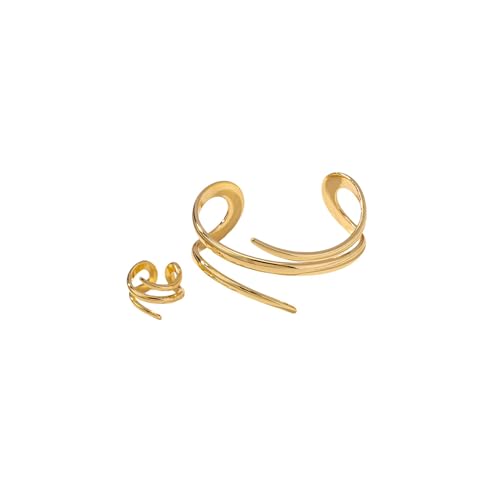 Gold Jewelry Sets for Women Bangle Ring Set Chunky Bangle Bracelet And Ring Statement Jewelry Set for Women - style: Gold-C