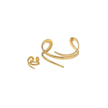 Gold Jewelry Sets for Women Bangle Ring Set Chunky Bangle Bracelet And Ring Statement Jewelry Set for Women - style: Gold-C