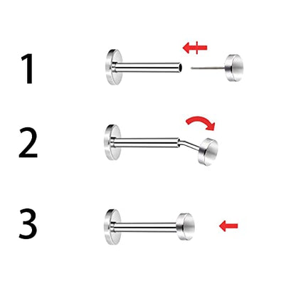 3pcs G23 Titanium 20G/18G/16G 6mm/8mm/10mm/12mm Press Fit Threadless Push Pop 2.5mm 3mm 4mm Flat Top 4mm Flat Back Piercing Lip Stud Earring Labret Monroe Lip Ring Tragus Cartilage Earring Stud - color: 16G-3pcs Bar Length: 6mm 8mm 10mm