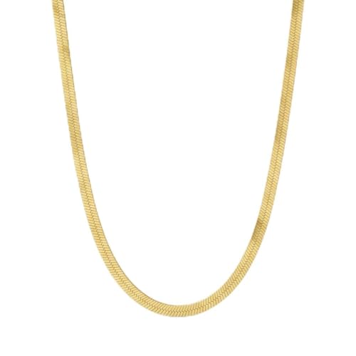 Herringbone Chain Necklace for Women Men 18K Gold Over Italian 925K Stamped Solid Sterling Silver, 3.4mm-5.5mm-7mm-9.4mm-11mm Wide Flat Snake Chain, Made in Italy - size: 24 Inch, style: WIDTH - 3.4MM