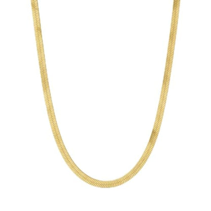 Herringbone Chain Necklace for Women Men 18K Gold Over Italian 925K Stamped Solid Sterling Silver, 3.4mm-5.5mm-7mm-9.4mm-11mm Wide Flat Snake Chain, Made in Italy - size: 18 Inch, style: WIDTH - 3.4MM