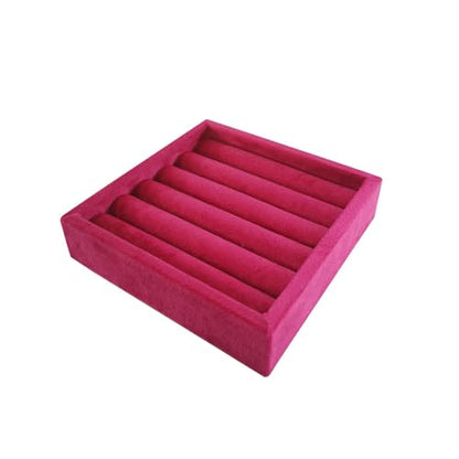 SCIKHETF Velvet Ring Earrings Studs organizer Tray Small Ring Insert Display Tray 5 Slots Stackable (Rose Red) - color: Rose Red