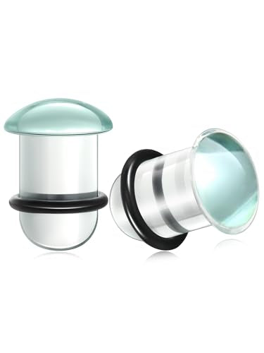 Aumeo One Pair Glass Gauges for Ears Single Flare Glass Plugs for Women and Men - color: Clear, size: 11mm