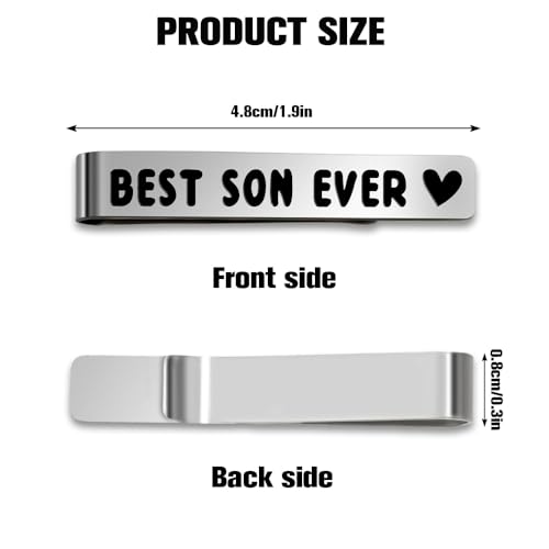 Bicfuiot Father's Day Christmas Birthday Valentines Graduation Gifts for Boyfriend Dad Uncle Grandpa Husband Son,Tie Clips - style: Son