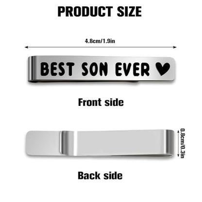 Bicfuiot Father's Day Christmas Birthday Valentines Graduation Gifts for Boyfriend Dad Uncle Grandpa Husband Son,Tie Clips - style: Son