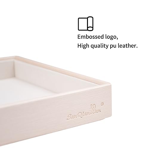 Leather Jewelry Organizer Trays Storage Drawer Display Case | Velvet Liner Stackable for Necklace,Rings and earring (Pearl4) - color: Pearl4