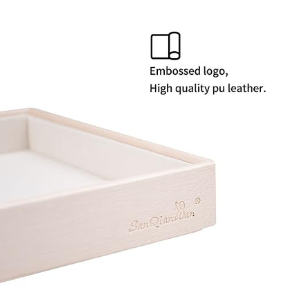Leather Jewelry Organizer Trays Storage Drawer Display Case | Velvet Liner Stackable for Necklace,Rings and earring (Pearl4) - color: Pearl4