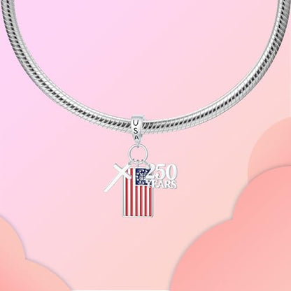 LUXILLA Love You Best Friend Grandma Wife Heart Charm 925 Sterling Silver Charms Fit for Bracelets Necklace Jewelry Gift for Women - color: 250th Anniversary Charm