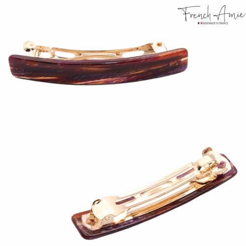 French Amie Bar Purple Touch Small 2 1/4 Inch Hair Clip Barrette | Handmade Cellulose Acetate Durable Grip For Women Girls Teens Everyday Style - color: Purple Touch