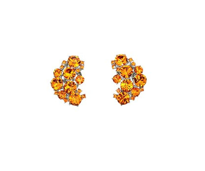 Faship Gorgeous Clip Ons Floral Earrings - color: Orange