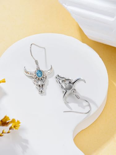 Dorunmo s925 Sterling Silver Western Dangle Drop Earrings Birthday Jewelry Gifts for Women - style: Turquoise Cow