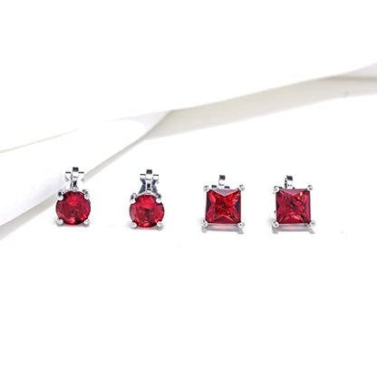 YOQUCOL 2 Pairs 8MM Cubic Zirconia Crystal Clip On Stud Earrings Non Pierced Stud Earrings For Women - color: Red