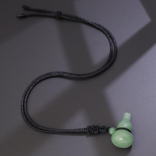 Anjiucc Natural Gemstone Gourd Hulu Wulu Pendant Necklace Healing Crystal Stone with Adjustable Chain Amulet Talisman for Good Luck - color: Green Aventurine