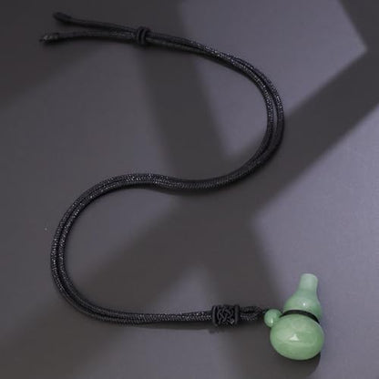 Anjiucc Natural Gemstone Gourd Hulu Wulu Pendant Necklace Healing Crystal Stone with Adjustable Chain Amulet Talisman for Good Luck - color: Green Aventurine