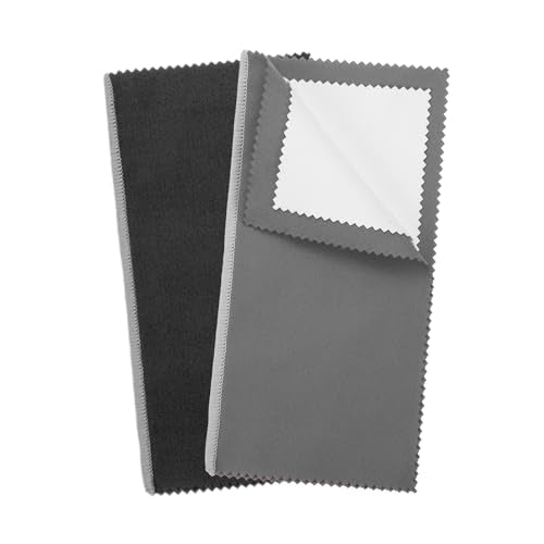PATIKIL 7.9"x7.9" Jewelry Cleaning Cloth, 2 Pack Double-Sided Fleece Polishing Cloth for Gold, Silver and Jewelry, Black/Dark Gray - color: Black/Dark Gray, size: 7.9"x7.9"