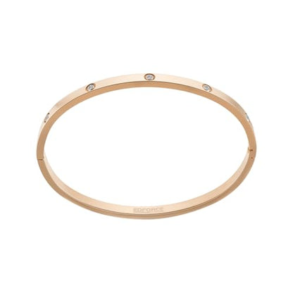 4mm Width Thin Love CZ Bangle Bracelet for Women - color: Rose Gold