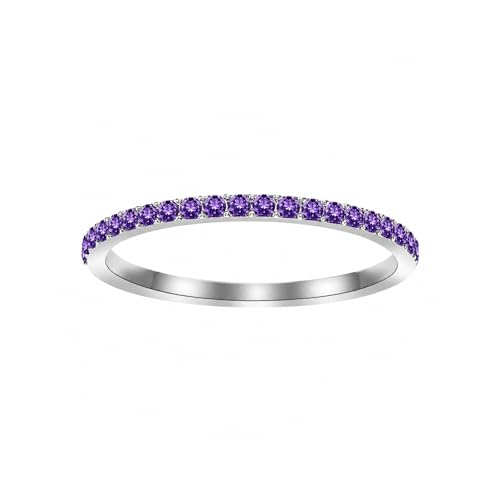 Birthstone Rings For Women, Silver Stackable Cubic Zirconia Stainless Steel Birth Stone Ring To My Daughter/Mom Birthday Unique Gifts Jewelry - color: 02-Silver-February