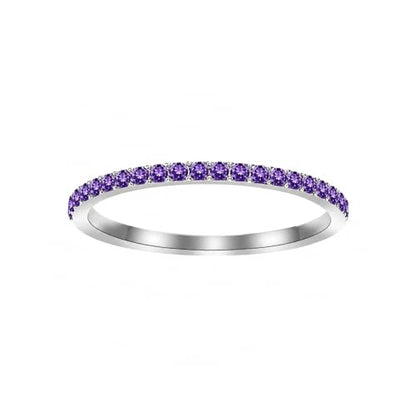 Birthstone Rings For Women, Silver Stackable Cubic Zirconia Stainless Steel Birth Stone Ring To My Daughter/Mom Birthday Unique Gifts Jewelry - color: 02-Silver-February