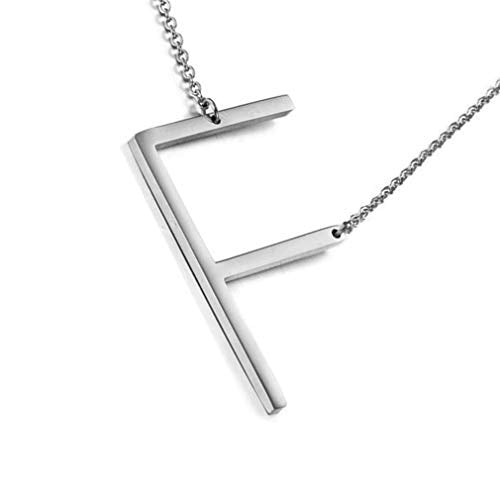 MOMOL Sideways Initial Necklace 18K Gold Plated Stainless Steel Large Big Letters Pendant Necklace Script Name Monogram Necklaces for Women - color: F
