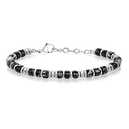 SIUMAL Mens Bracelet, Boho Stainless Steel Bracelets for Men, Beaded Bracelets, Jewelry Gifts for Husband, Father, Friends - color: Camouflage Black
